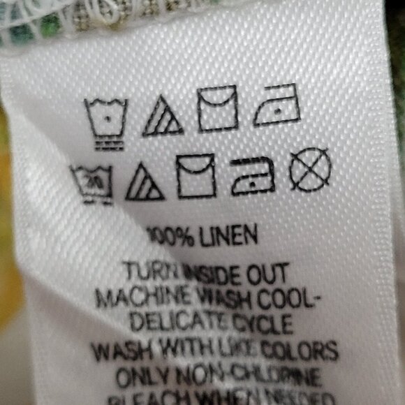 Nicole Miller Multicolor 100% Linen Leaf Print Flutter Sleeve Shift Dress XS - Picture 10 of 10